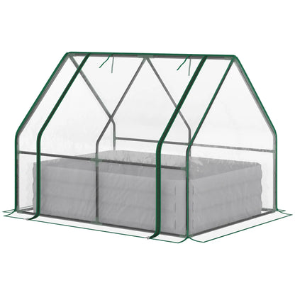 Steel Outdoor Raised Garden Bed, Greenhouse Cover, Roll Up Door, 50"x37.4"x36.2", Clear Mini Greenhouses Clear, Grey at Gallery Canada