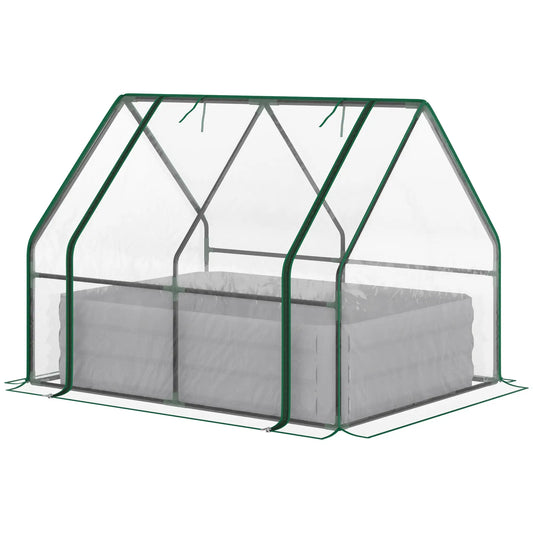 Steel Outdoor Raised Garden Bed, Greenhouse Cover, Roll Up Door, 50"x37.4"x36.2", Clear Mini Greenhouses Clear, Grey at Gallery Canada