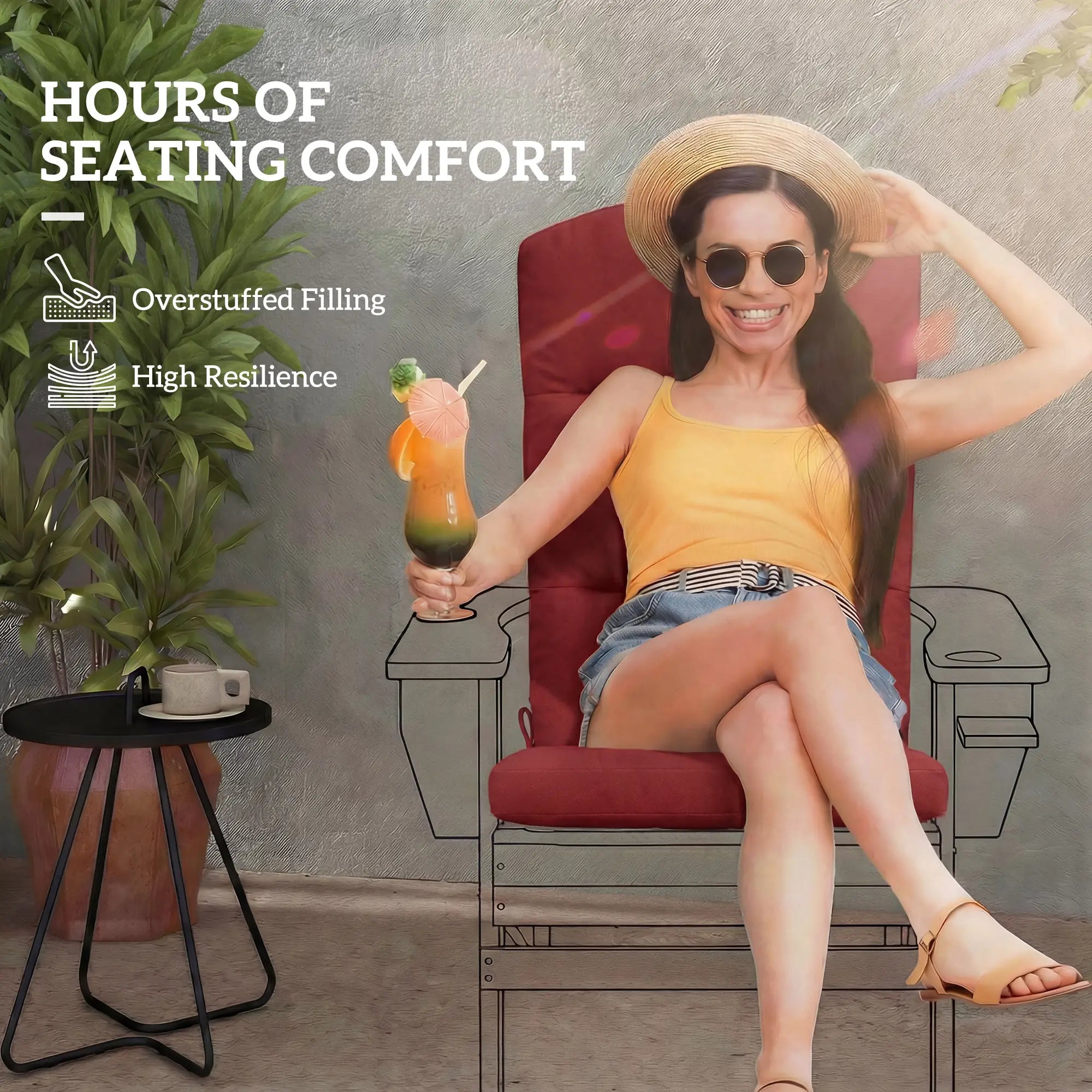 Patio Chair Cushion For Adirondack Chairs, Wine Red Patio Chair Cushions at Gallery Canada