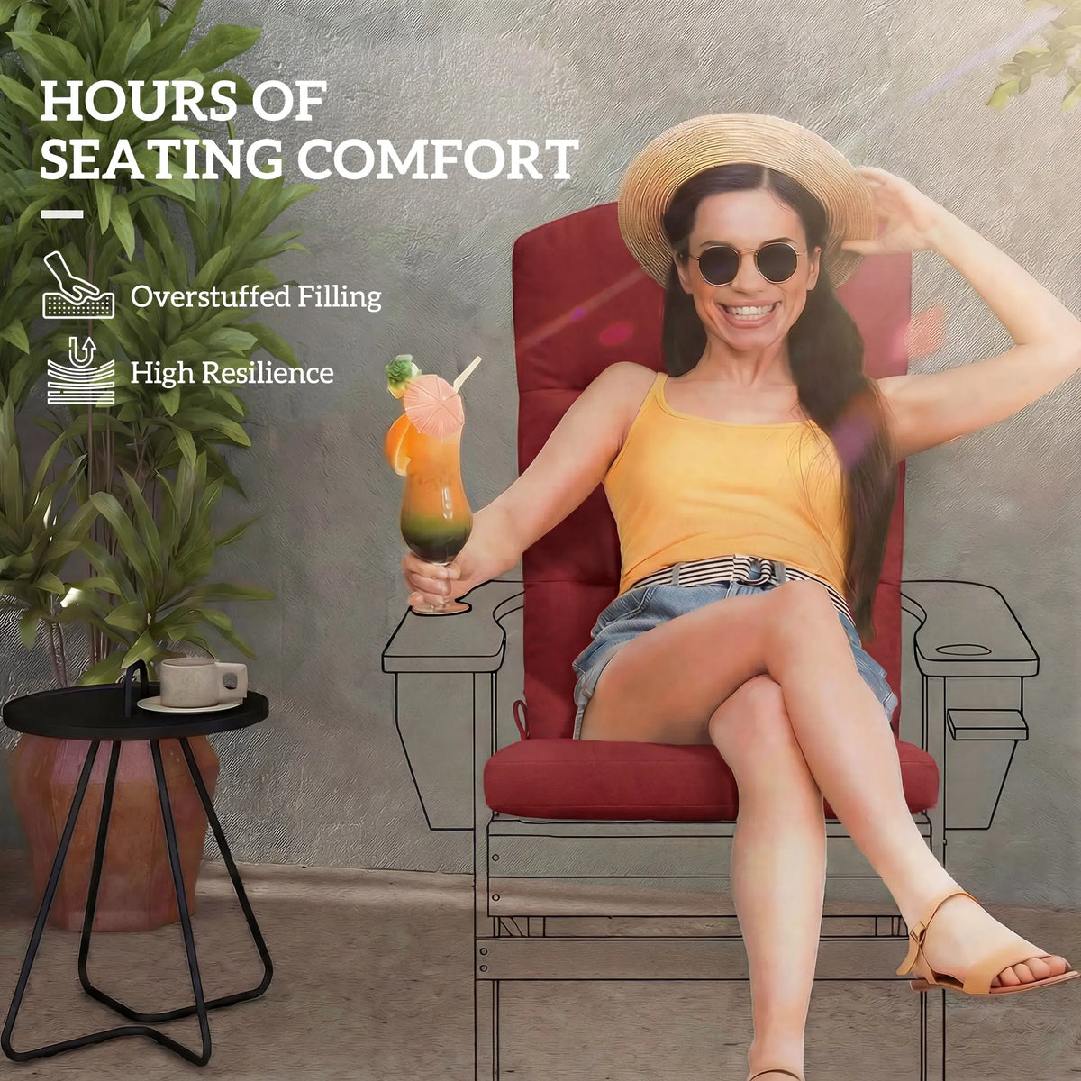 Patio Chair Cushion For Adirondack Chairs, Wine Red Patio Chair Cushions at Gallery Canada