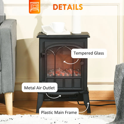 Electric Fireplace Stove, Freestanding Heater, Realistic Flame, Adjustable Brightness, Black Electric Fireplaces at Gallery Canada
