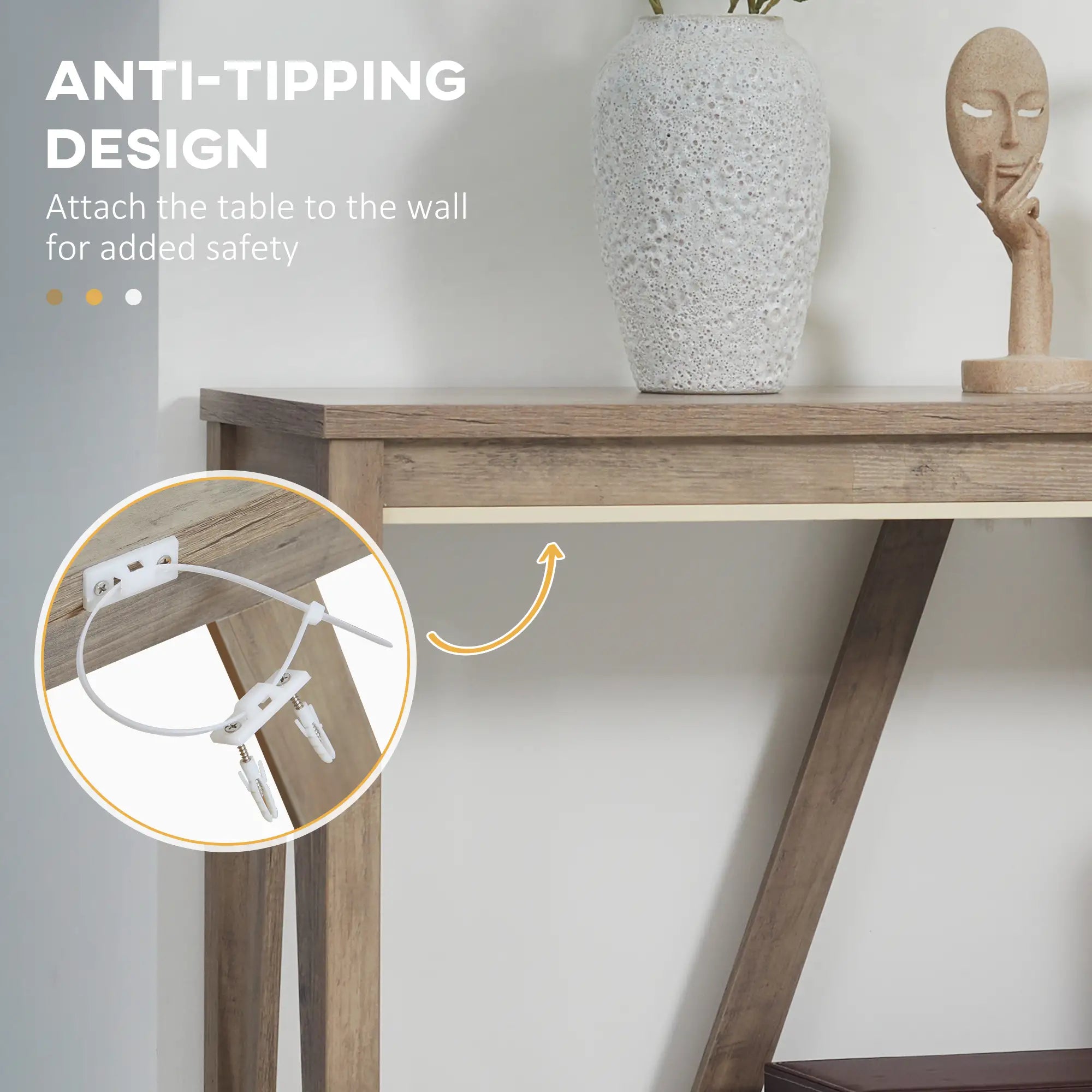Farmhouse Entryway Table, Rustic Console with Shelf, Distressed, Grey Console Tables at Gallery Canada