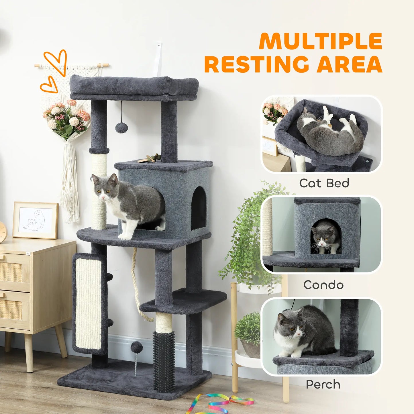 52-Inch Cat Tree with Scratching Posts, Bed, Condo, Platforms Multi-Level Cat Towers at Gallery Canada