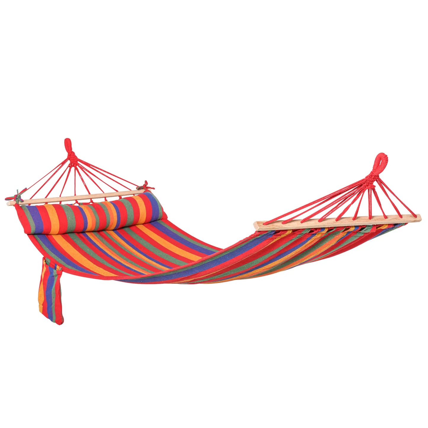 Portable Cotton Hammock Swing Chair, With Headrest And Side Pocket, Rainbow Stripes Camping Hammocks at Gallery Canada