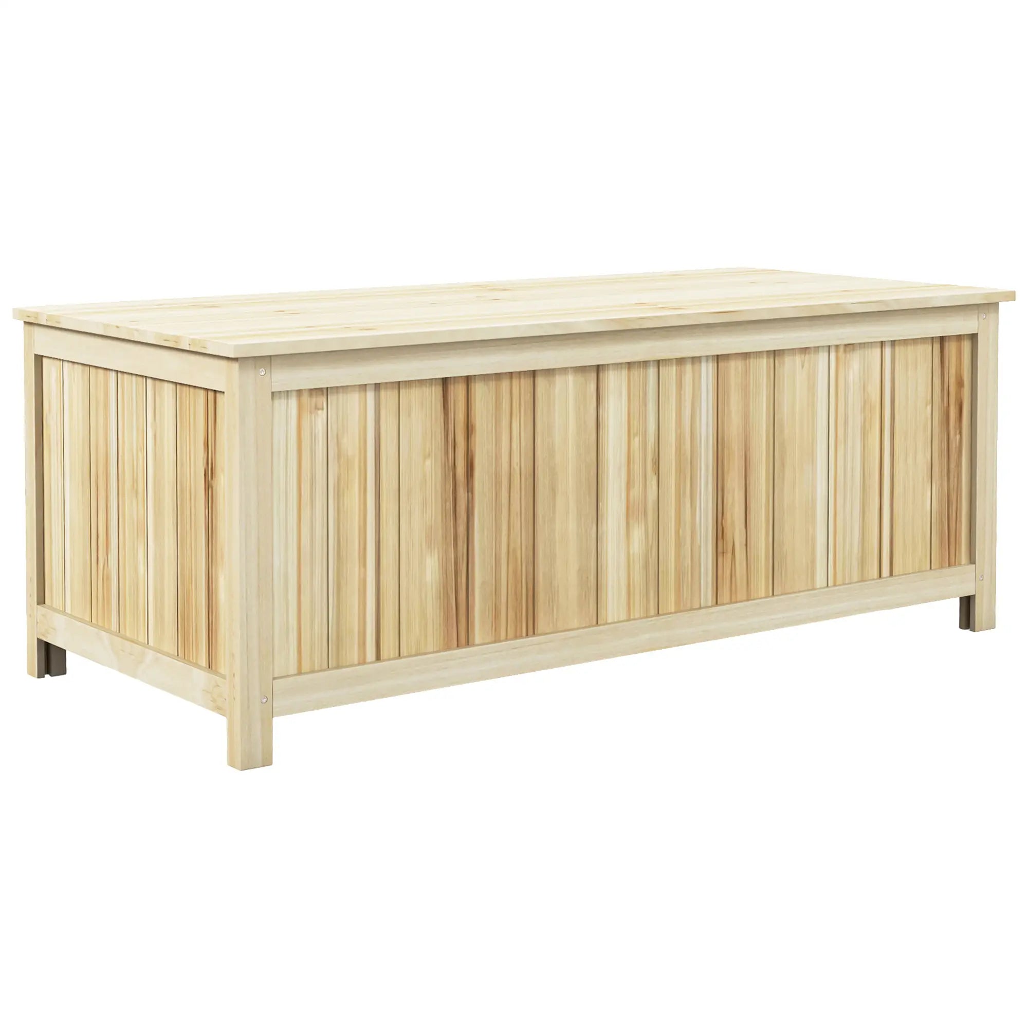 45 Gallon Wooden Storage Box, Patio Deck Box Bench, Natural Patio Storage Boxes Natural at Gallery Canada