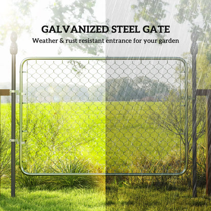 Galvanized Steel Garden Gate, Chain Link Fence Door, 47.2 x 70.9 in., Silver Garden Decor at Gallery Canada