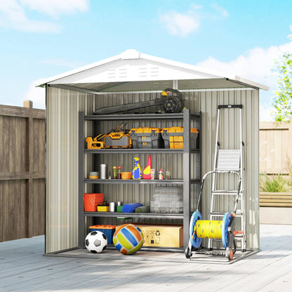6.5' x 4' Metal Outdoor Storage Shed, Lockable Doors, 4 Vents, Dark Grey Sheds at Gallery Canada