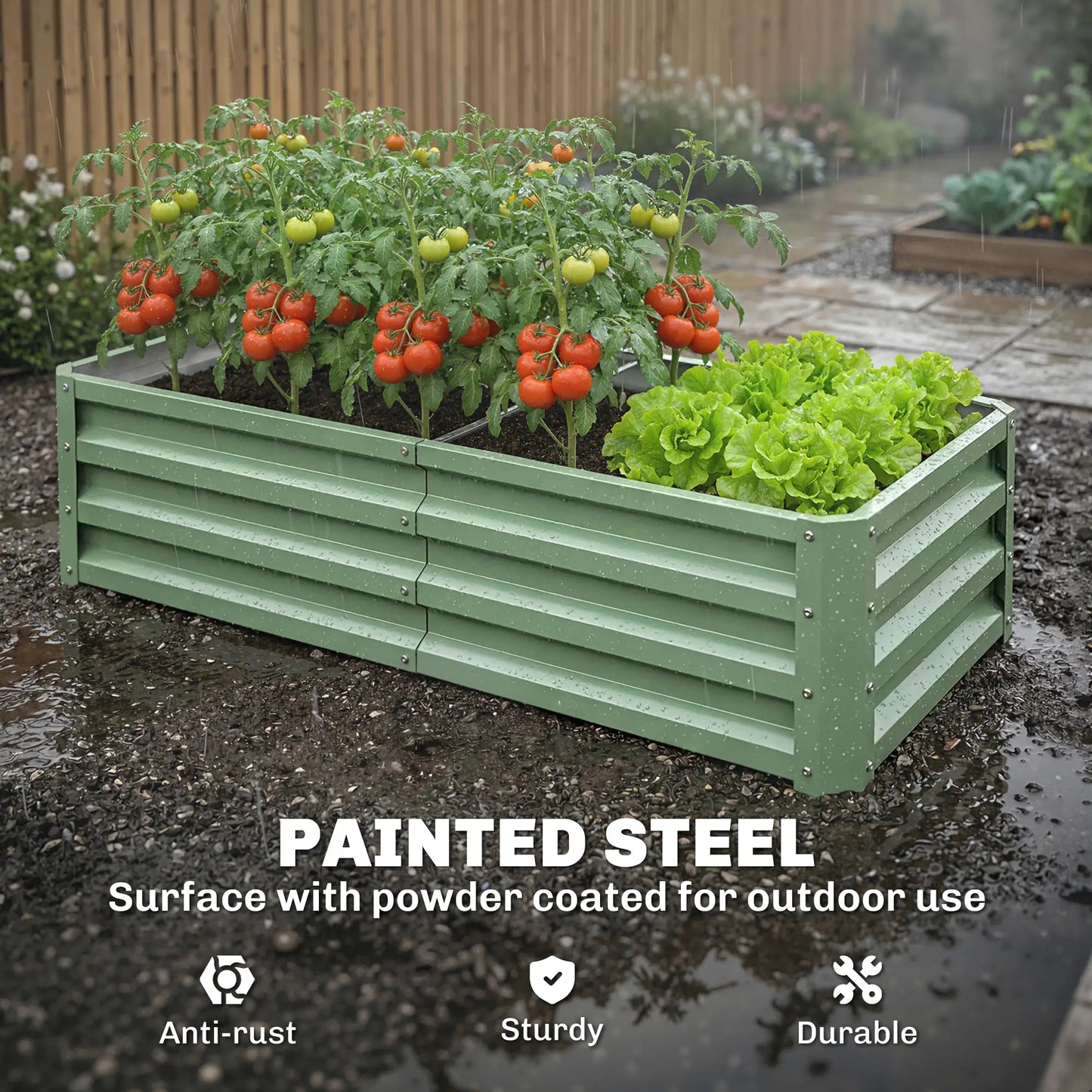 Galvanized Raised Garden Bed, 4' x 2' x 1', Green Galvanized Planter Boxes at Gallery Canada