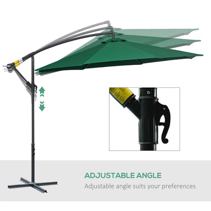 10' Deluxe Patio Umbrella, Offset Sunshade with Crank, Dark Green Cantilever Umbrellas at Gallery Canada