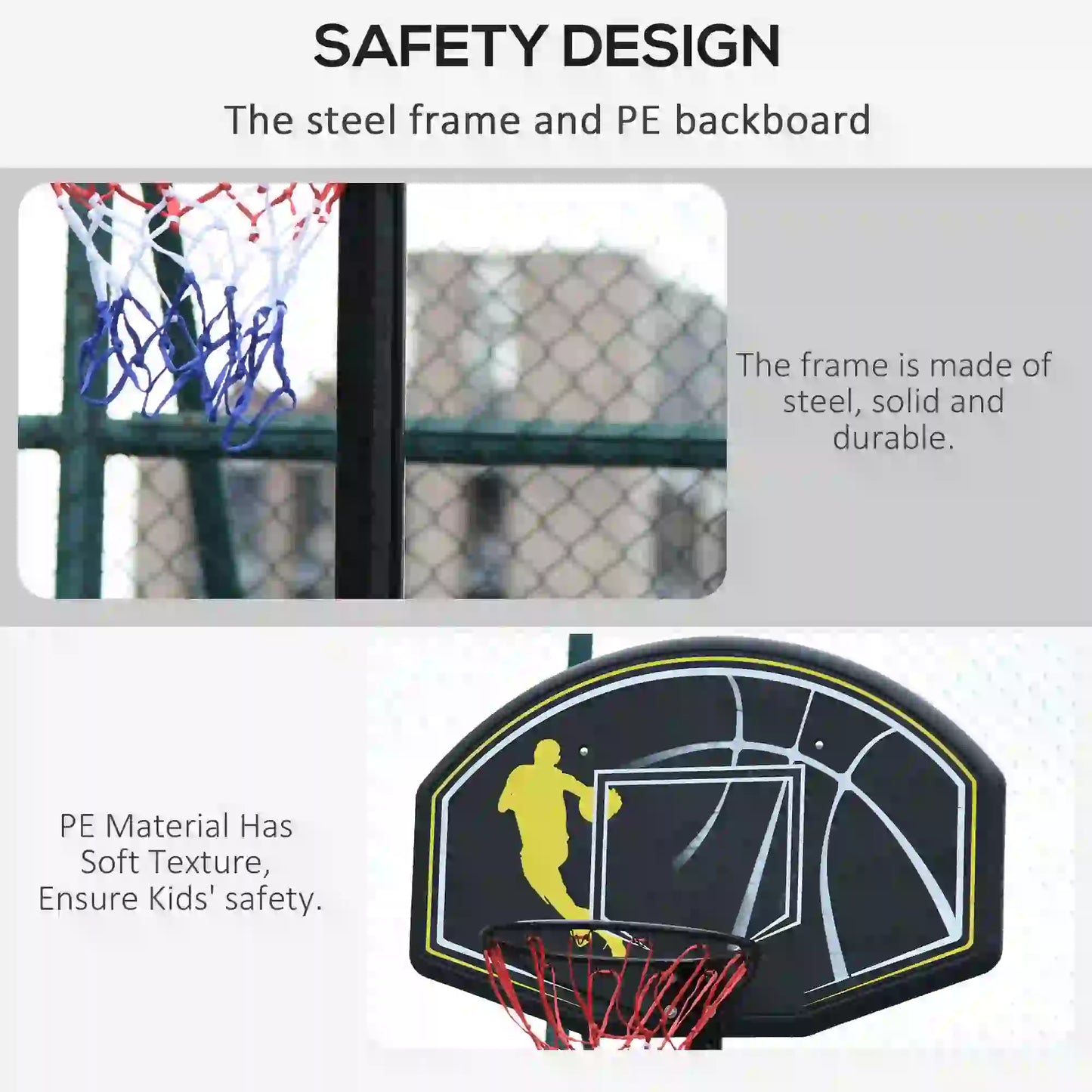 6.5'-10' Adjustable Basketball Hoop Stand, Outdoor for Kids Youth Adult Basketball at Gallery Canada
