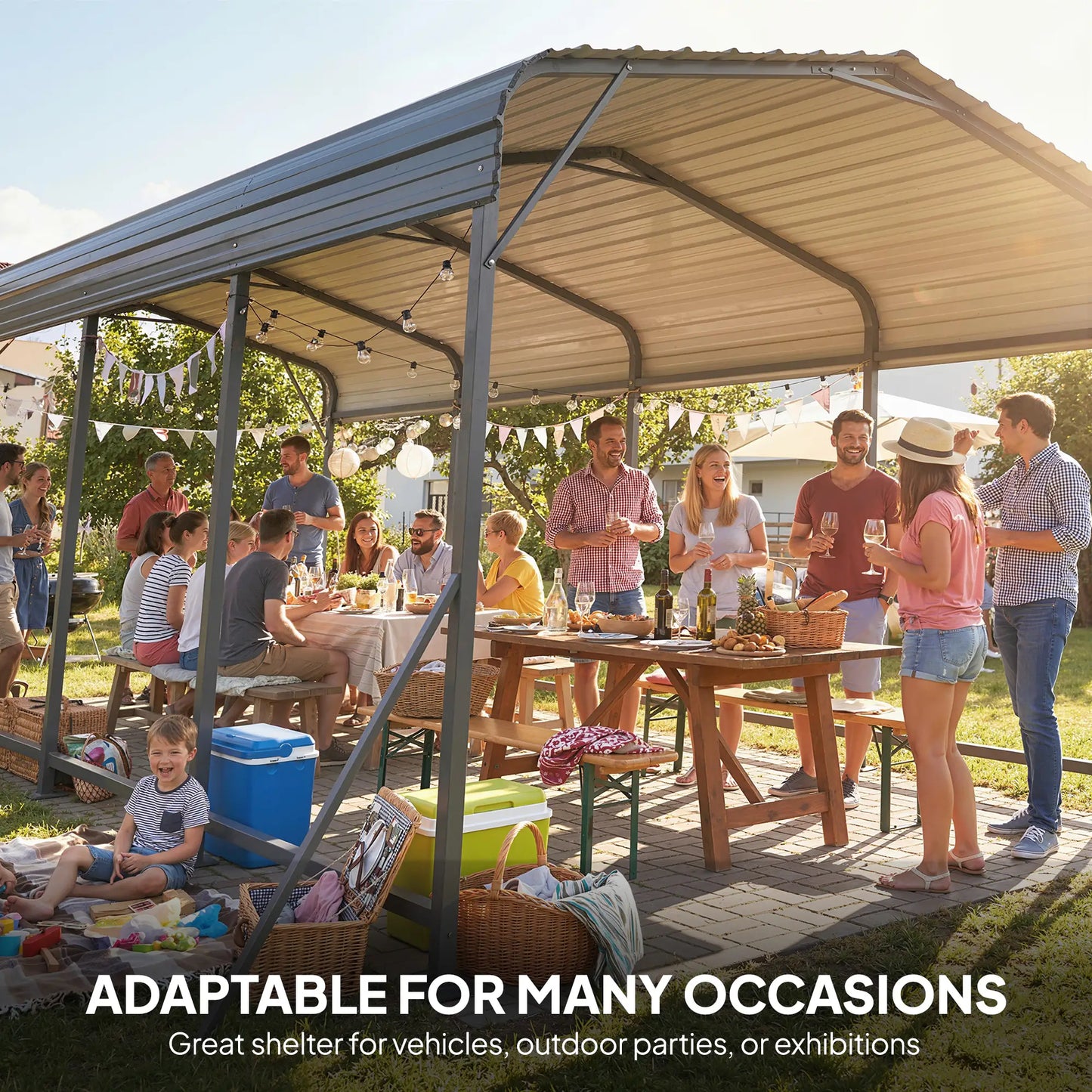 11 x 15FT Metal Carport, Heavy-Duty Canopy With Reinforced Frame, Dark Grey Car Shelters at Gallery Canada