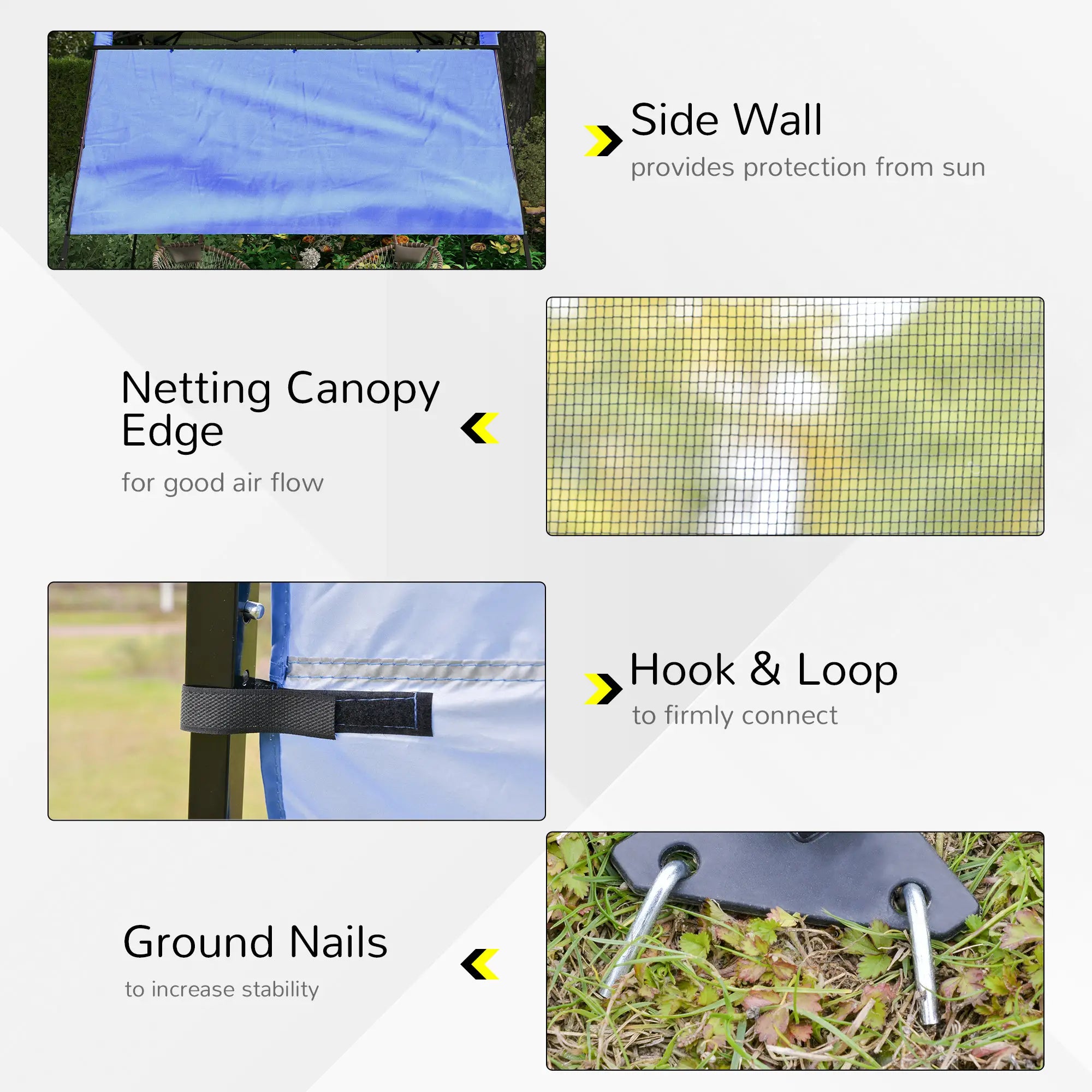 7' x 7' Foldable Pop Up Gazebo Tent, Adjustable Legs, Black, Blue Pop Up Canopies at Gallery Canada