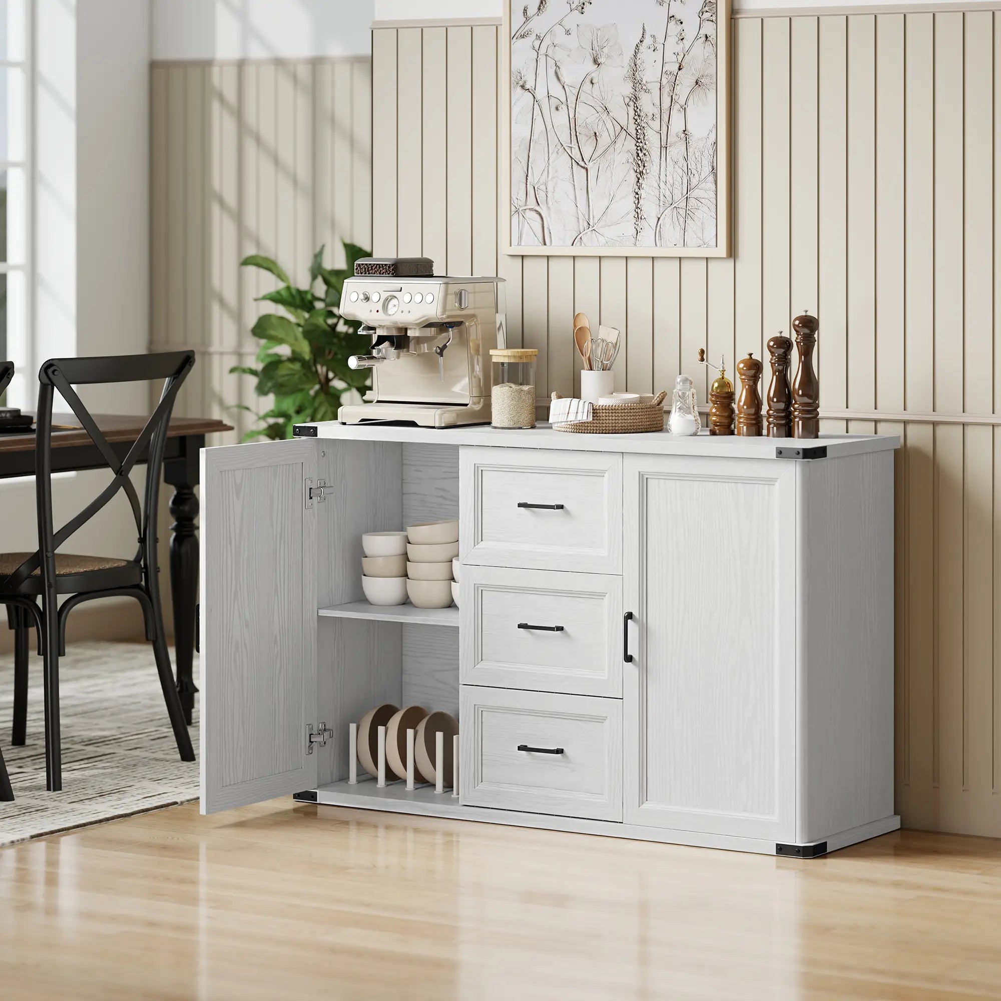 Sideboard With 3 Drawers, 2 Doors, 47