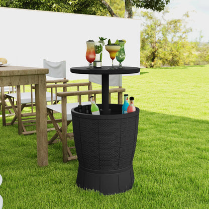 11 Gallon Patio Cooler Side Table, Adjustable Top, Drainage Plug, Black Patio Side Tables at Gallery Canada