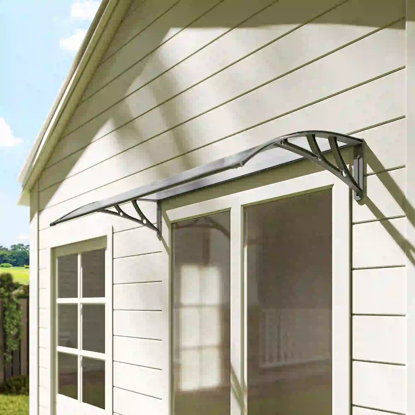 Window Awning Door Canopy, Polycarbonate Patio Cover, 43.3" x 23.6", Clear