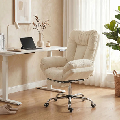 Chaise Croisée avec Roulettes, Accoudoirs en Cascade, Beige