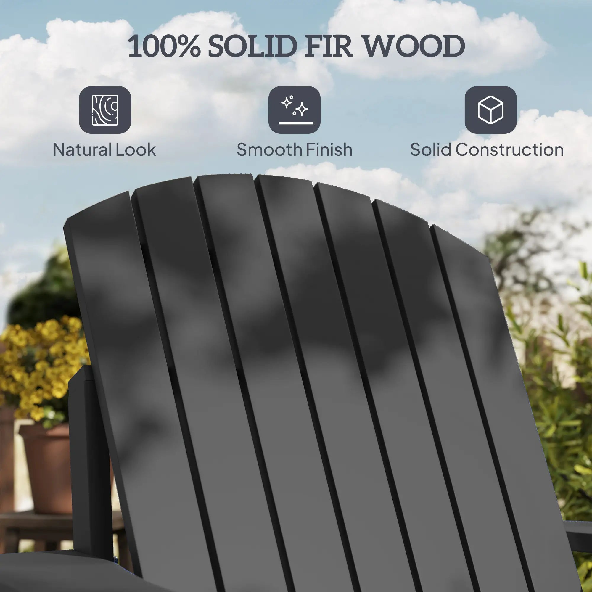 Classic Adirondack Chair, Garden Deck Chair with Cup Holder, Black Patio Chairs at Gallery Canada