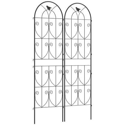 Metal Garden Trellis Set, Bird Design, 19.7" W x 70.9" H, Black Plant Stands at Gallery Canada