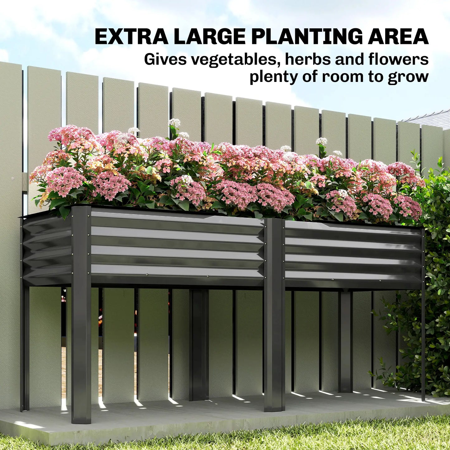 Galvanized Raised Garden Bed With Legs, 71" x 22" x 31.5", Planter Box With Reinforced Bars Elevated Garden Beds at Gallery Canada
