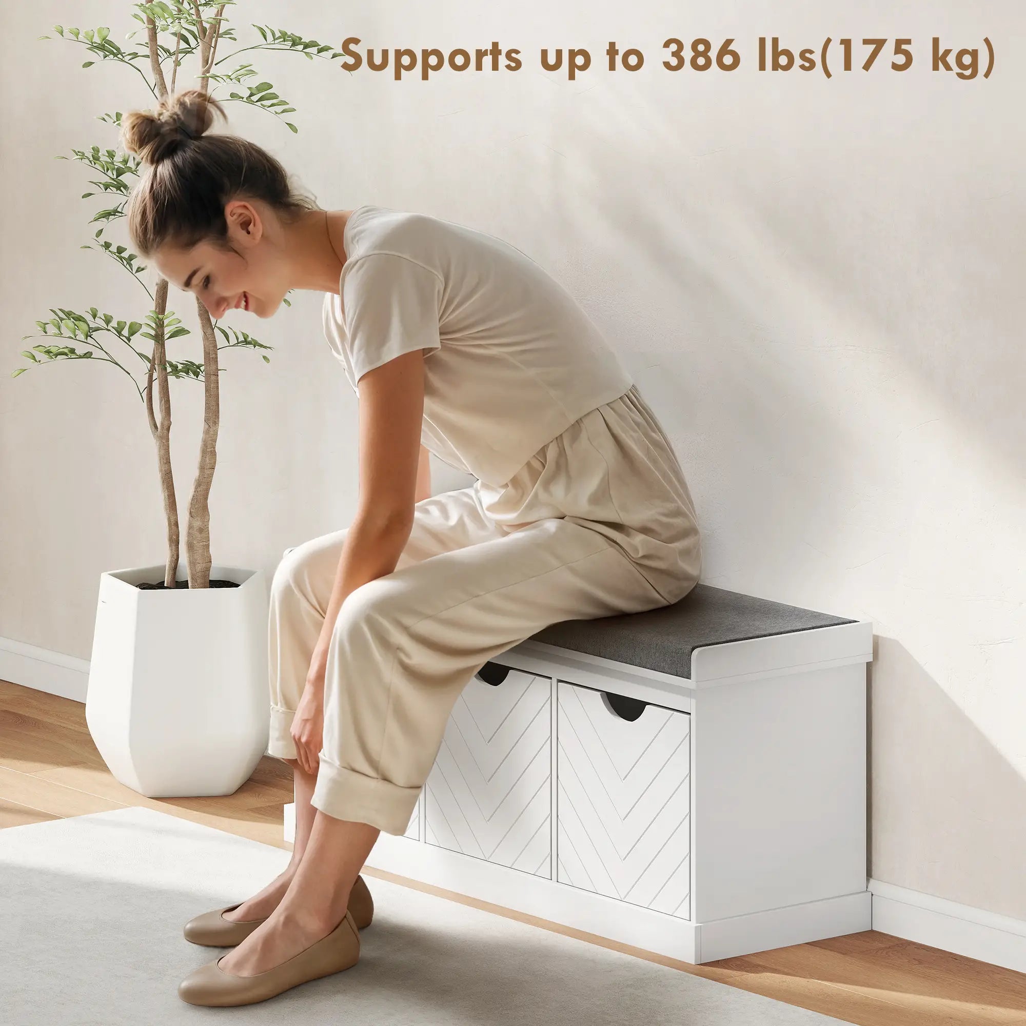 Shoe Storage Bench, 3 Drawers, Padded Seat, White Shoe Storage Cabinets & Racks at Gallery Canada