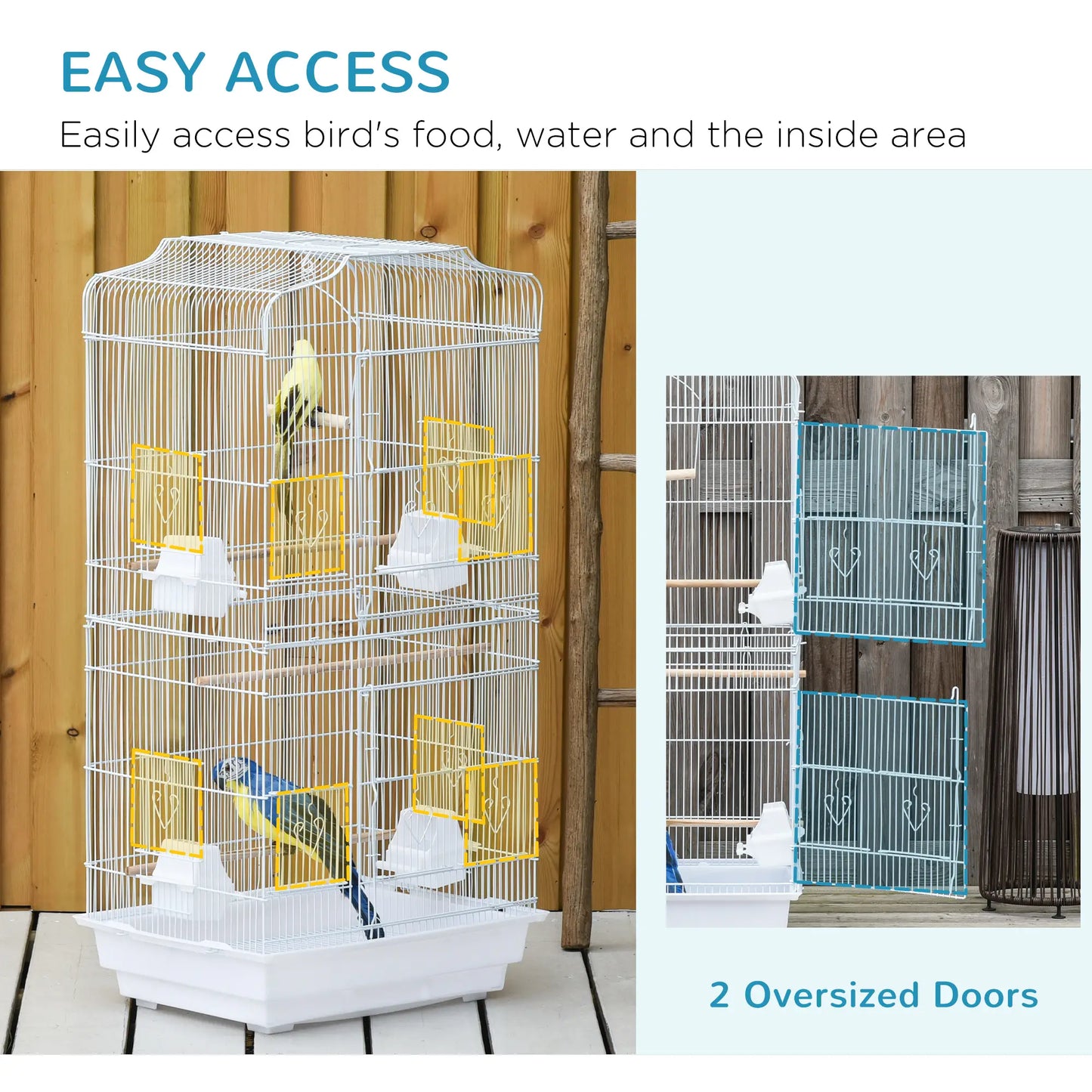36" Bird Cage, Macaw Play House, Parrot Flight Cage, White Bird Cages at Gallery Canada
