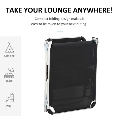 Folding Lounge Chair, Adjustable Backrest, Aluminum Frame, Black Lounger Chairs at Gallery Canada