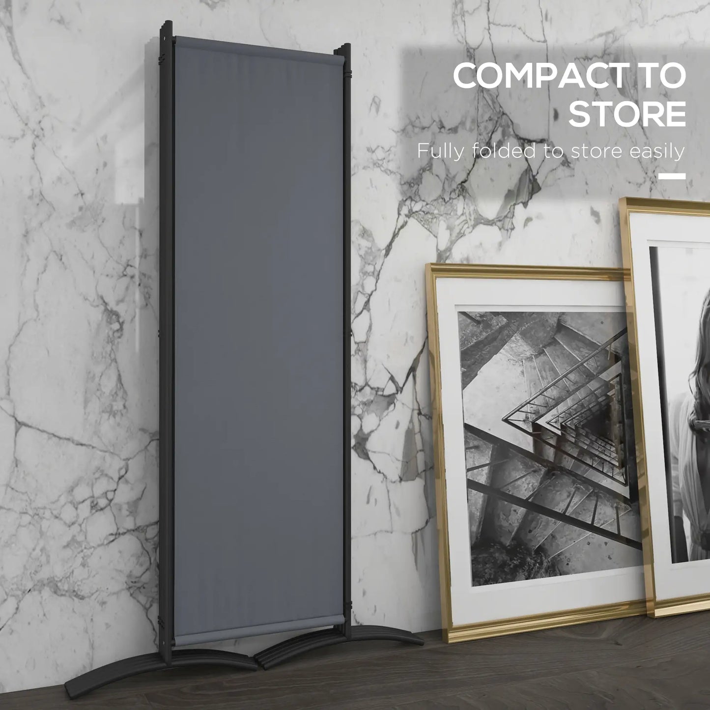 Folding Room Divider, Privacy Screen, 5.6FT Tall, Dark Grey Side Awnings at Gallery Canada