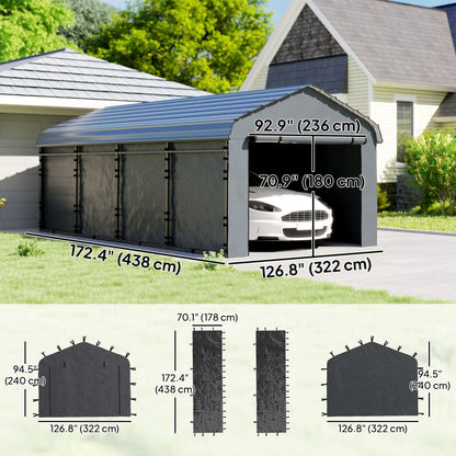 Replacement Canopy Cover, 10' x 15', Waterproof Carport Shelter, Dark Grey Car Shelters at Gallery Canada