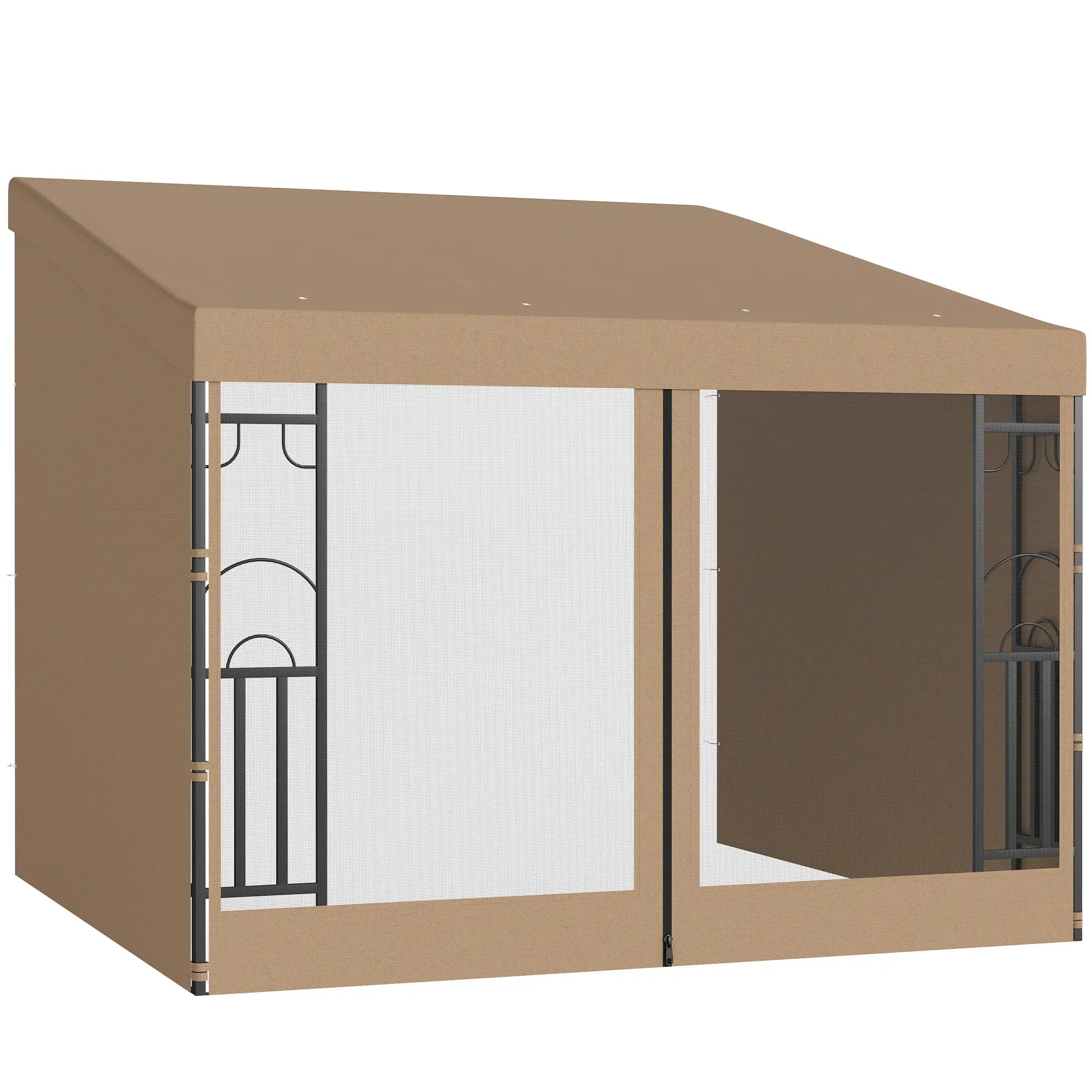 10' x 10' Wall Pergola, With Curtains and Nettings, Khaki Pergolas at Gallery Canada