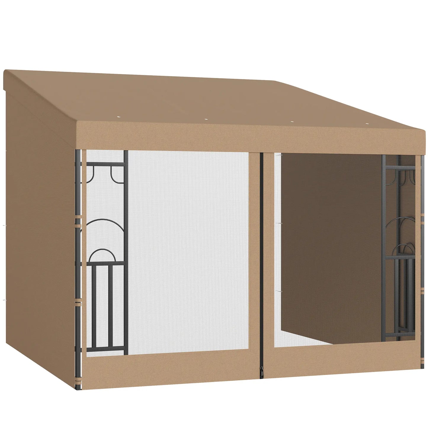 10' x 10' Wall Pergola, With Curtains and Nettings, Khaki Pergolas at Gallery Canada