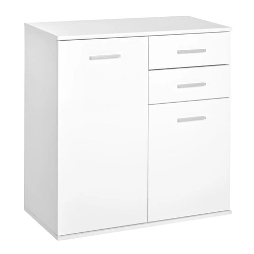 High Gloss Sideboard, 2 Drawers, 2 Doors, Adjustable Shelf, White