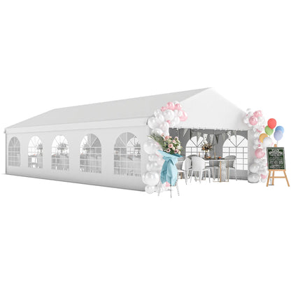 16'x32' Heavy Duty Party Tent, Portable Garage Canopy, White Canopy Tents at Gallery Canada