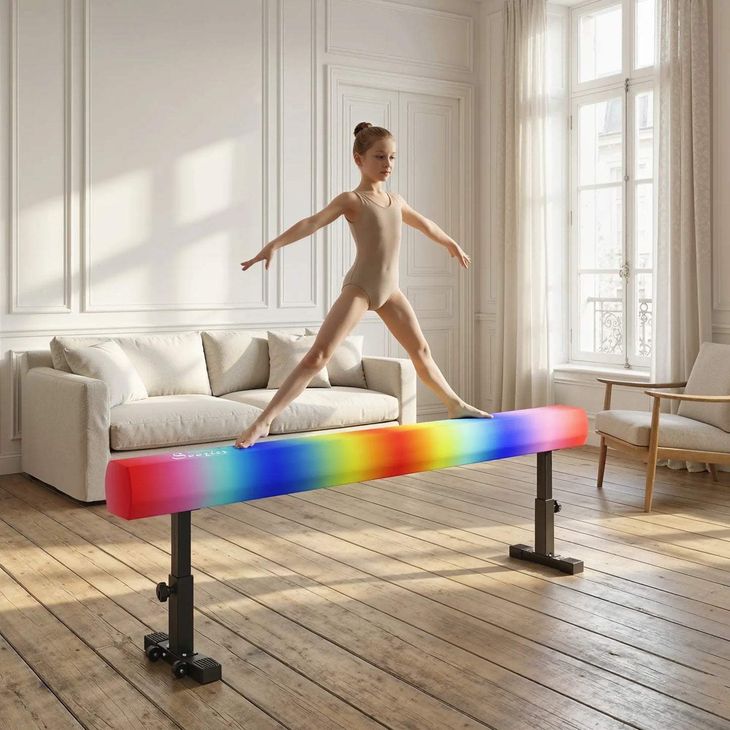 7.5ft Adjustable Gymnastics Balance Beam With Wheels, Training Equipment Gymnastics Mats at Gallery Canada
