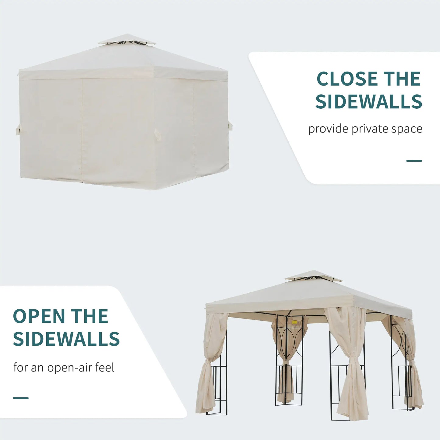 10' x 10' Patio Gazebo, Canopy Shelter with Double-Tier Roof, Cream White Gazebos at Gallery Canada