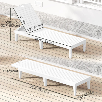 Waterproof Resin Lounge Chairs, Set of 2, 4-Position Adjustable Backrest, White Lounger Chairs at Gallery Canada