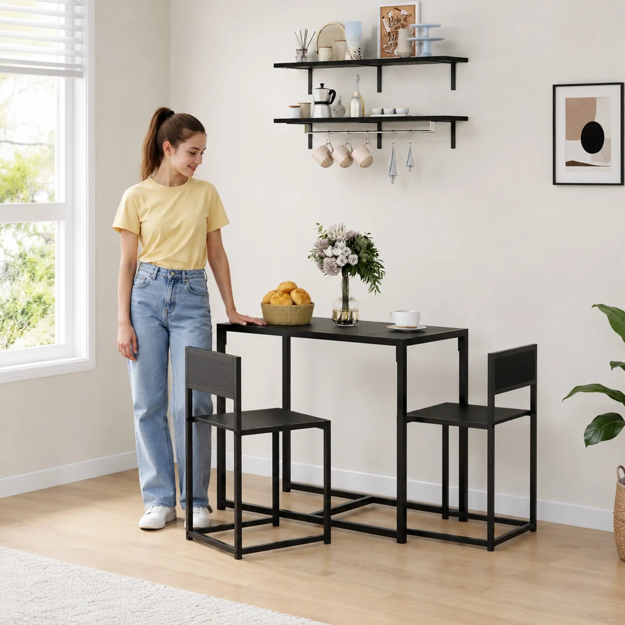 Industrial Dining Table Set for 2, Kitchen Table and Chairs, Small Space Bar Sets at Gallery Canada