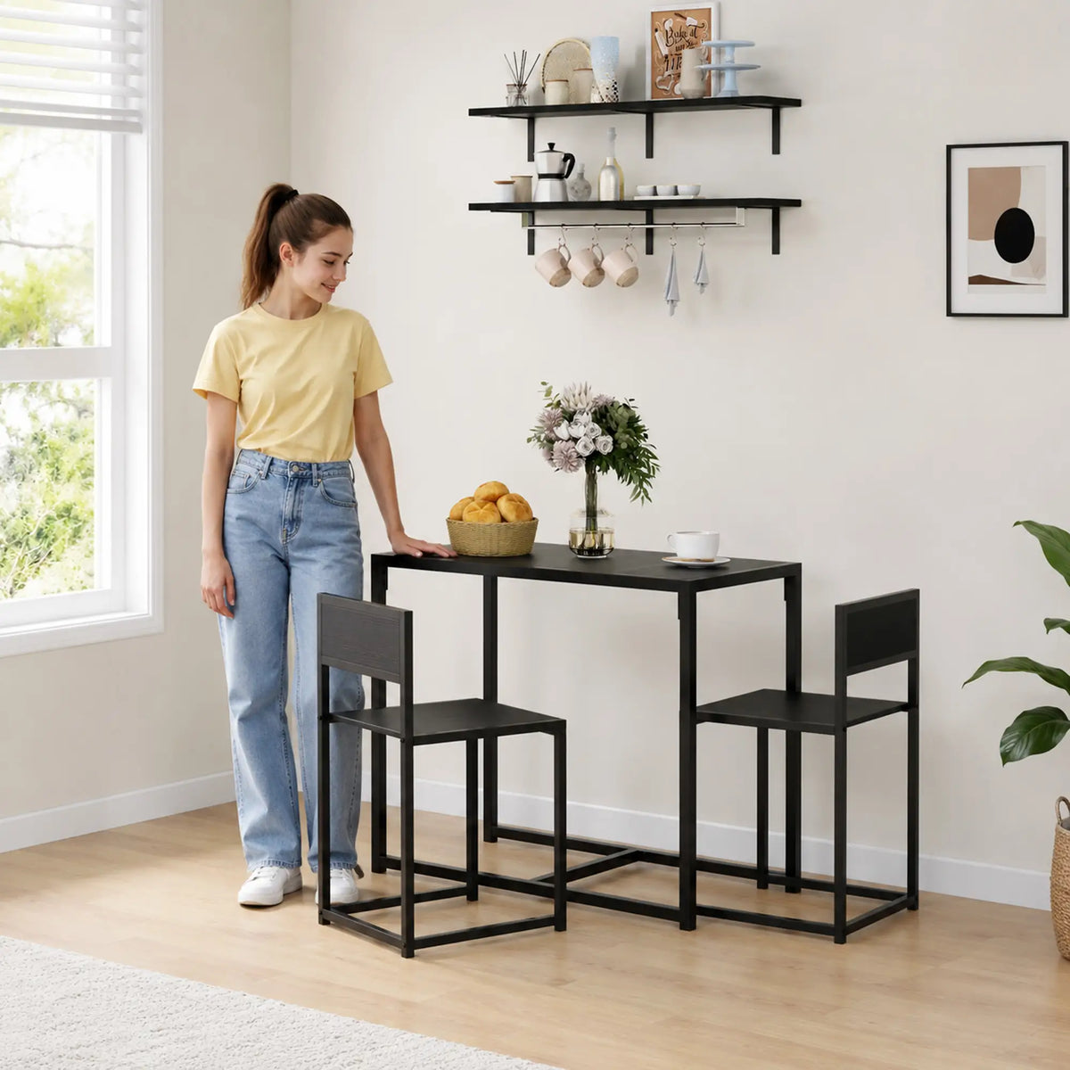 Industrial Dining Table Set for 2, Kitchen Table and Chairs, Small Space Bar Sets at Gallery Canada