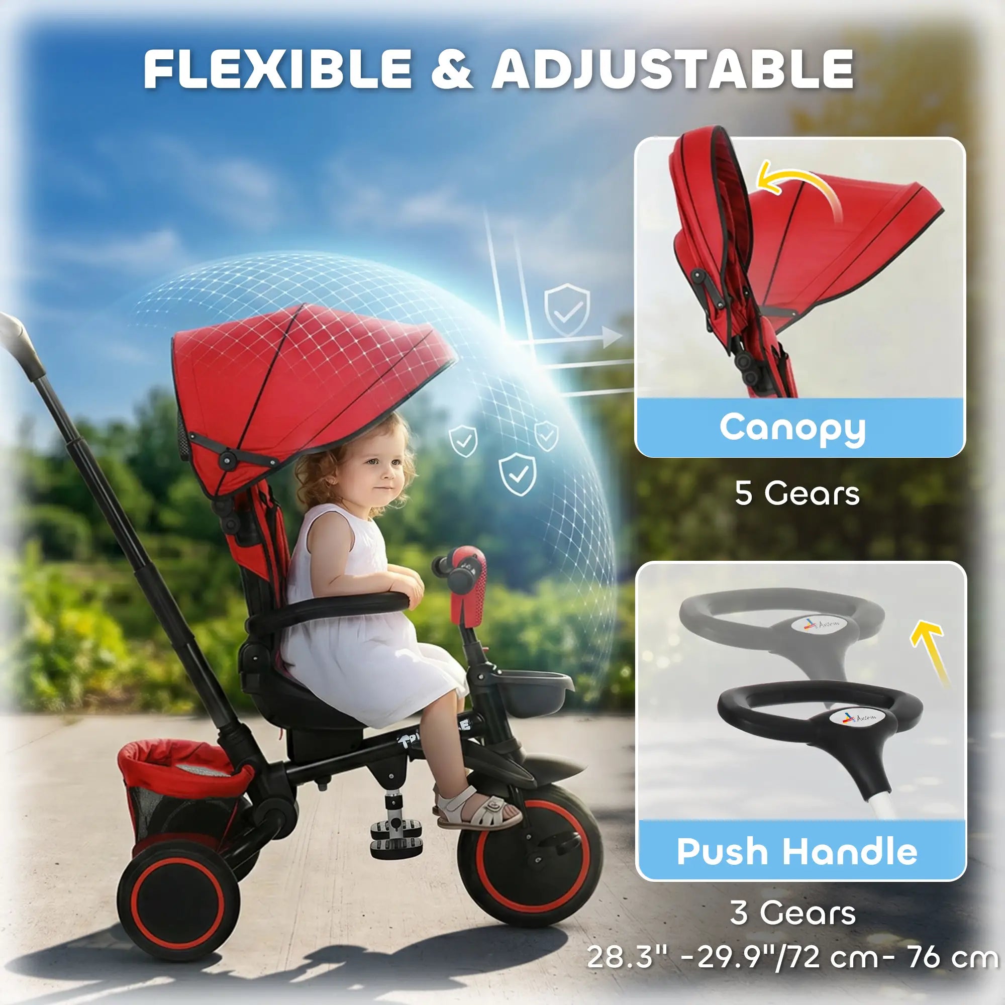 6-in-1 Toddler Tricycle, Foldable, Adjustable Seat, Push Handle, Red Tricycles for Kids at Gallery Canada