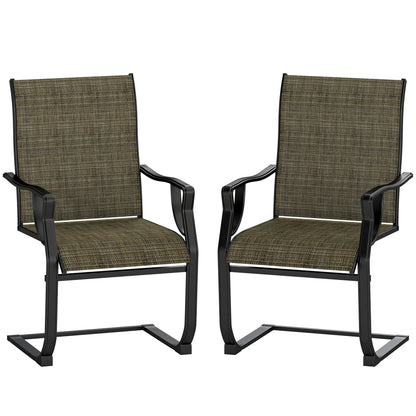 Spring Motion Patio Chairs Set Of 2, Curved High Backrest, Armrest, All Weather Fabric, Metal Frame Outdoor Dining Sets at Gallery Canada