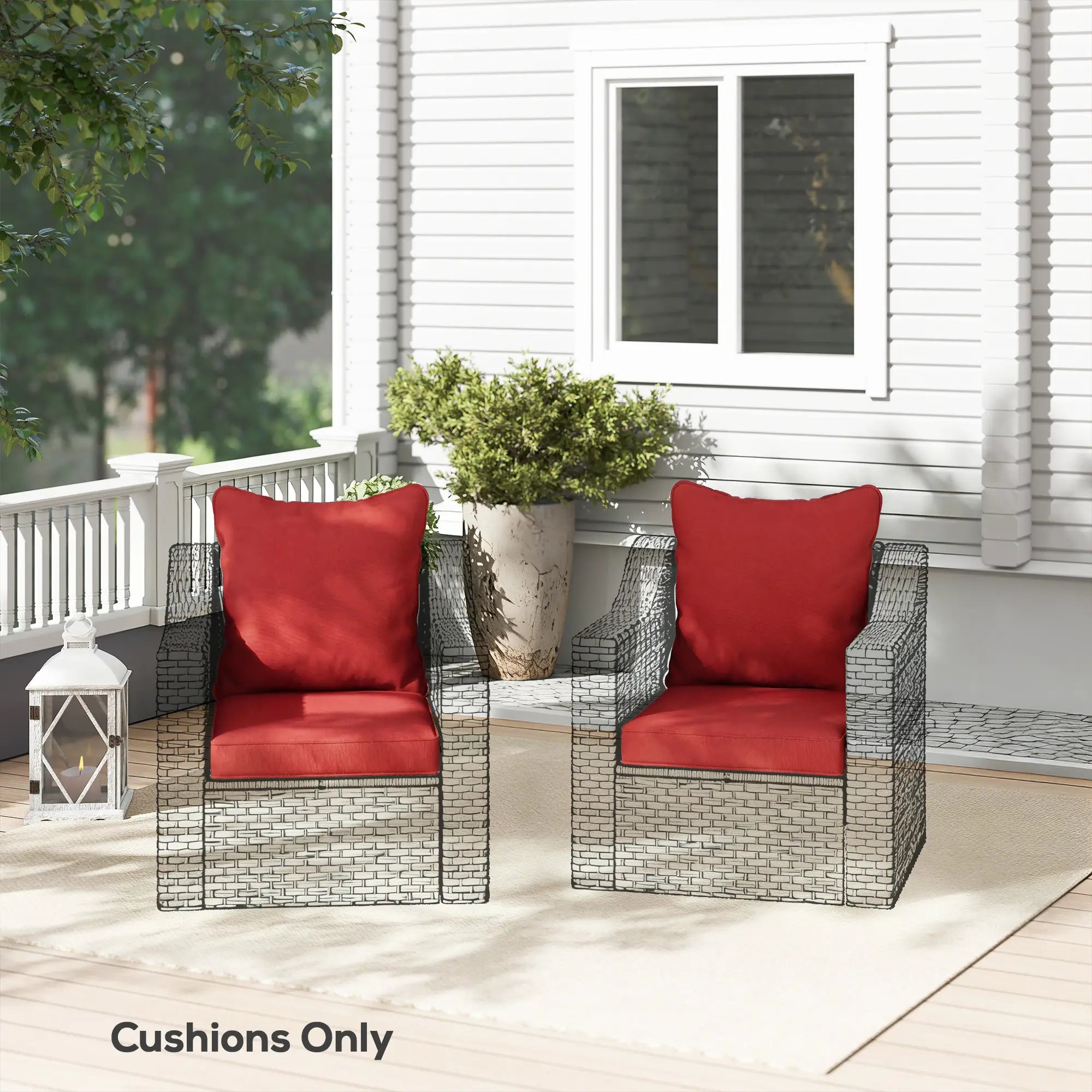 Patio Chair Cushions Set, 2 Seat Cushion Back Pillows, Wine Red Patio Chair Cushions at Gallery Canada