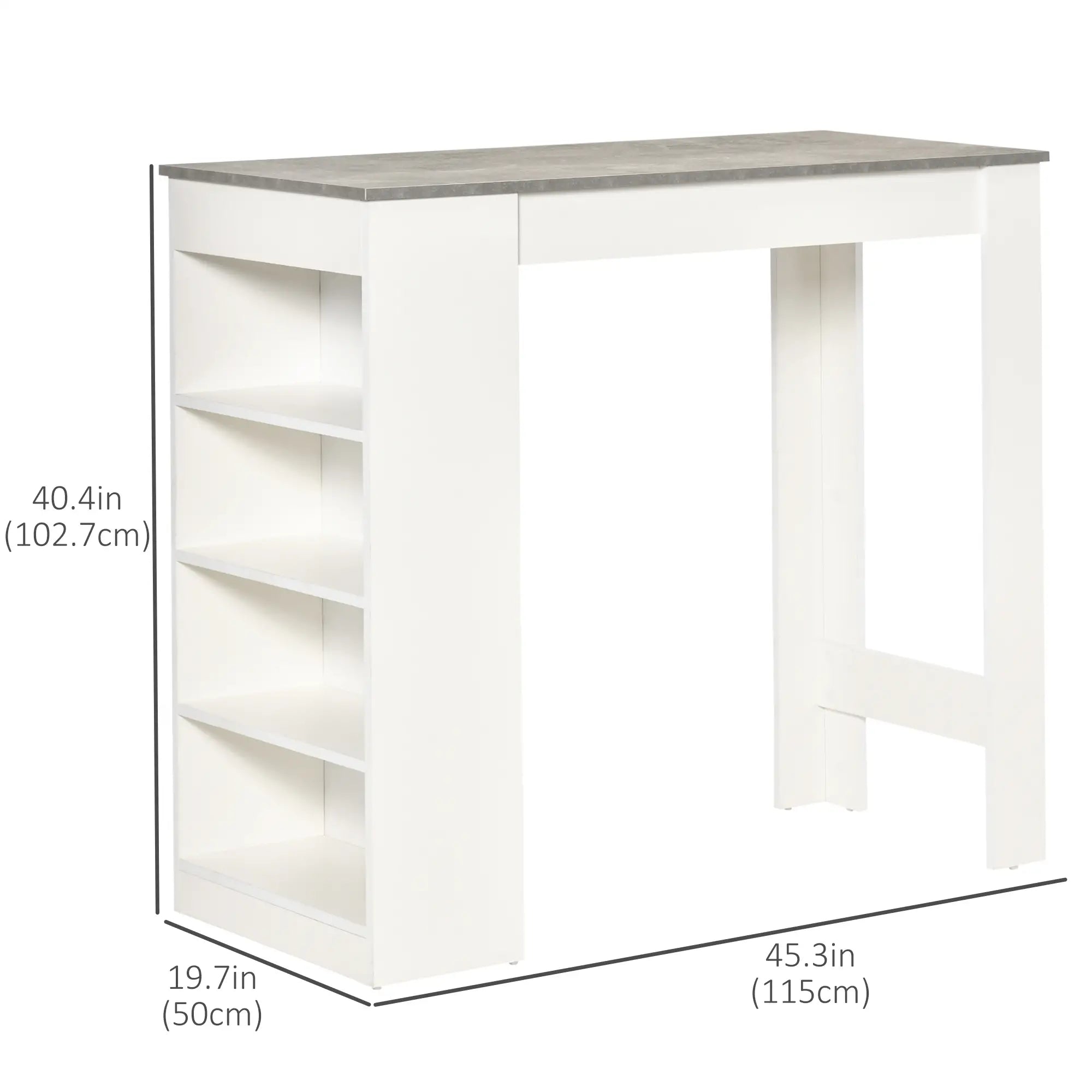 Bar Table, High Top Pub Table with 4 Shelves, Modern, Grey Bar Tables & Dining Tables at Gallery Canada