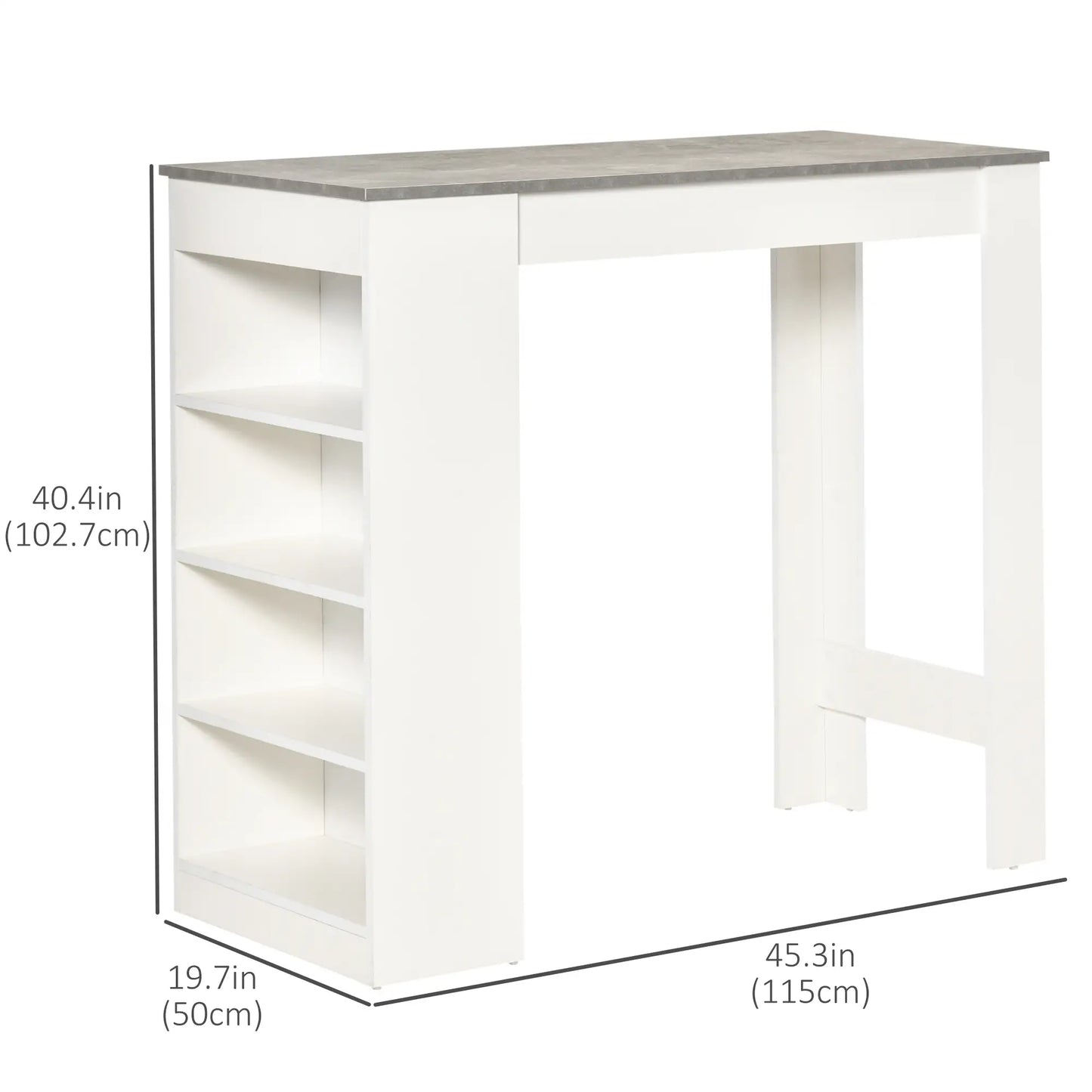 Bar Table, High Top Pub Table with 4 Shelves, Modern, Grey Bar Tables & Dining Tables at Gallery Canada