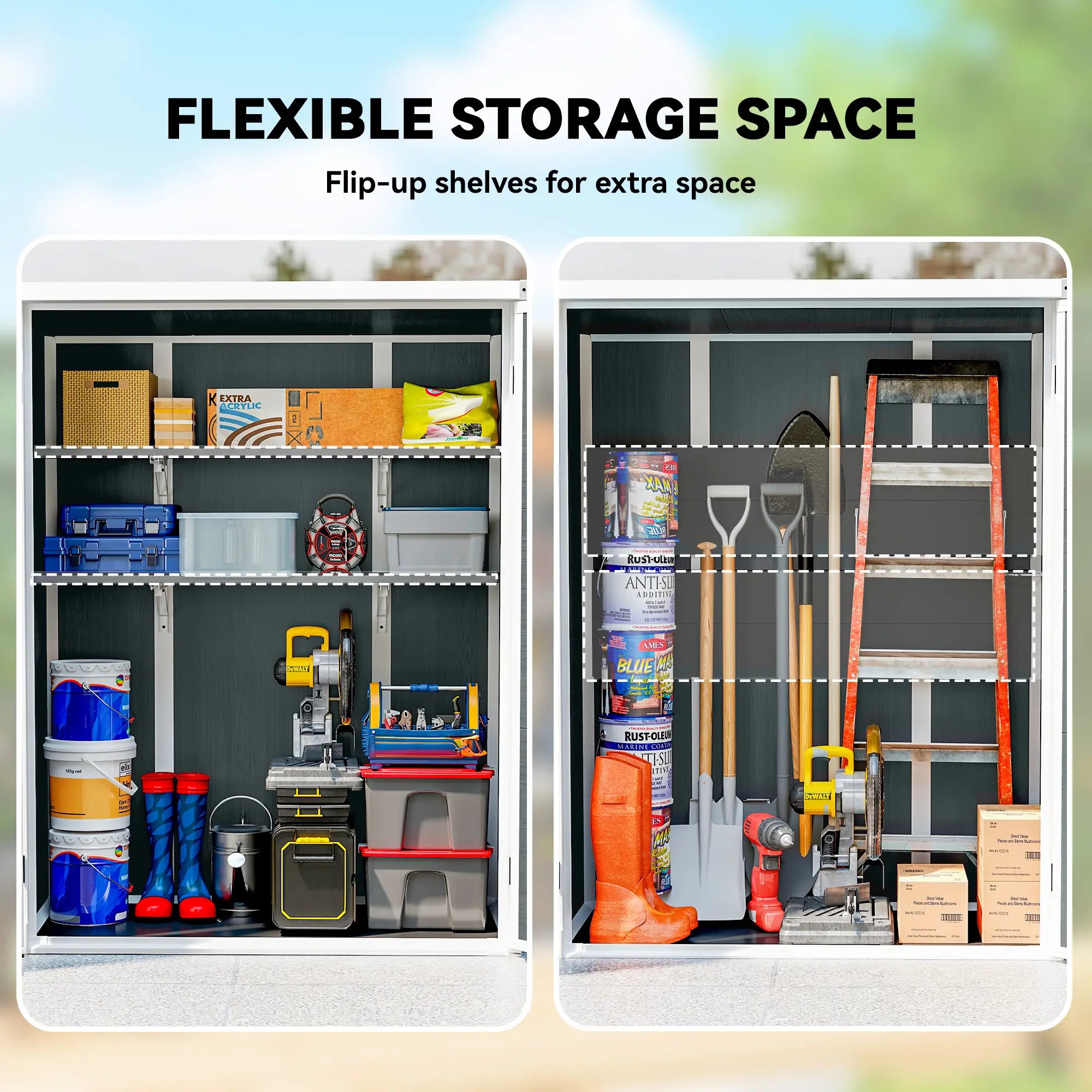 Plastic Storage Shed, 4.4' x 2.3', Lockable Doors, Foldable Shelves, Grey Sheds at Gallery Canada
