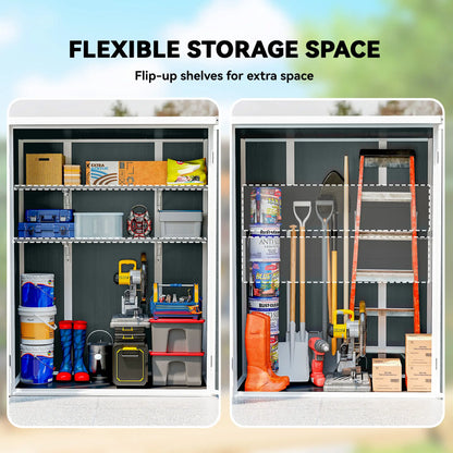 Plastic Storage Shed, 4.4' x 2.3', Lockable Doors, Foldable Shelves, Grey Sheds at Gallery Canada