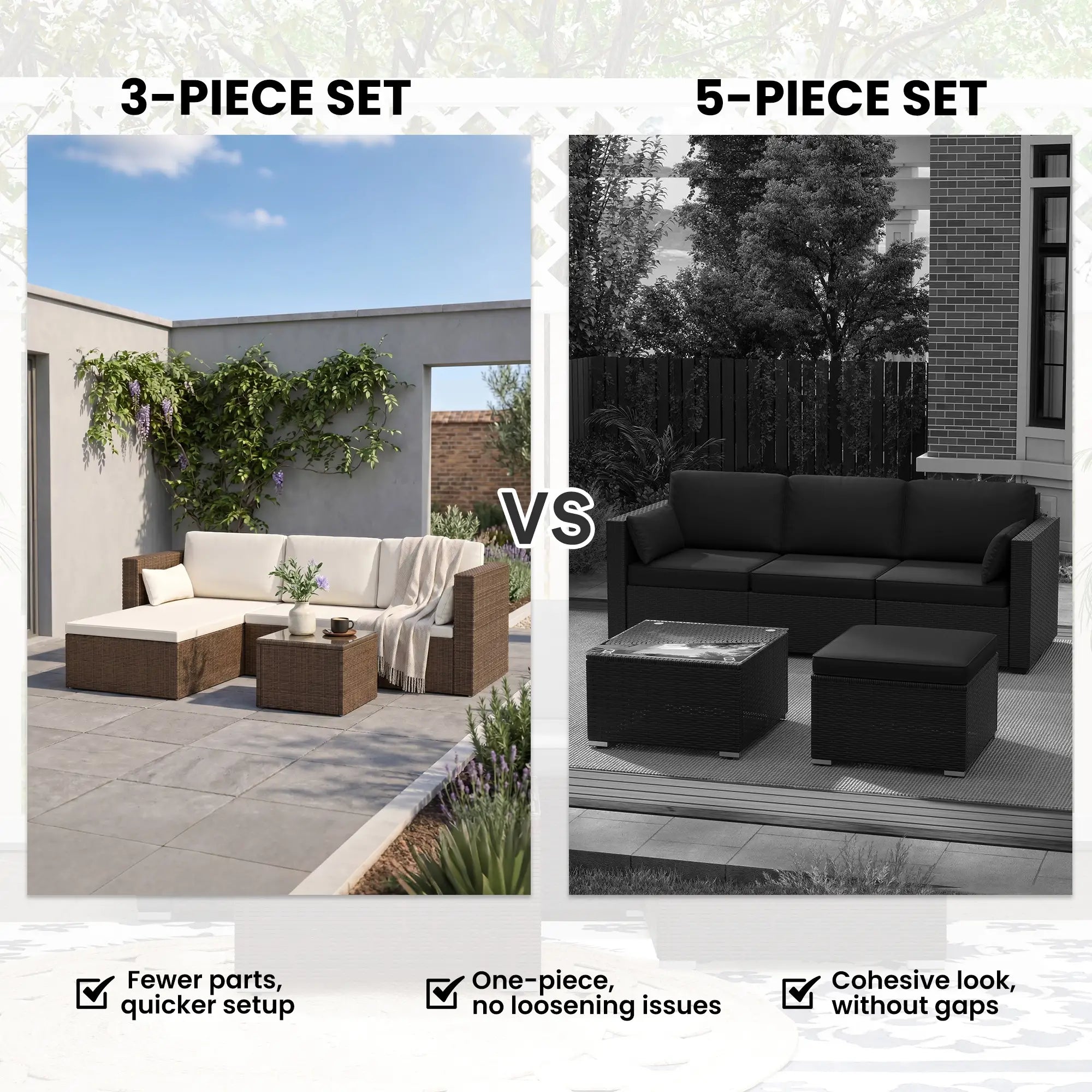 3Pc Rattan Patio Sofa Set W/ Coffee Table & Cushions Patio Furniture Sets at Gallery Canada