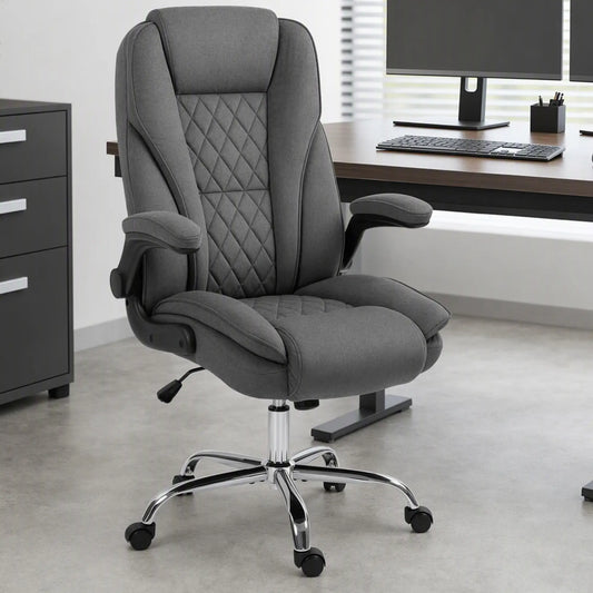 Executive Office Chair, Flip-Up Armrest, Diamond Fabric, Dark Grey Executive & Manager Chairs Dark Grey at Gallery Canada