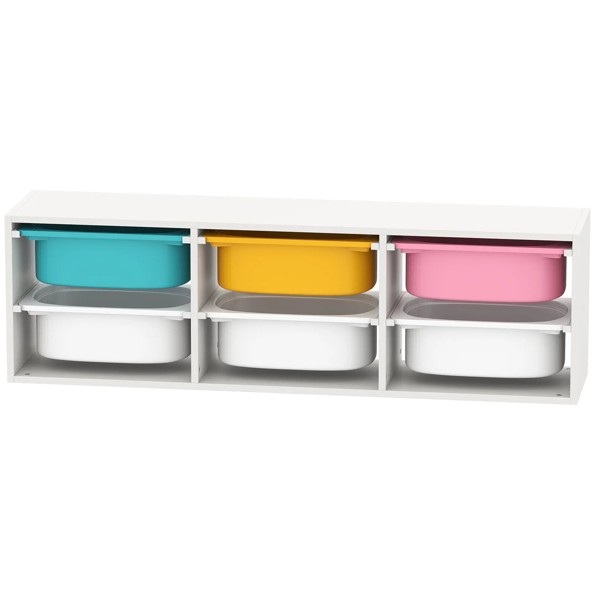 Kids Toy Storage Organizer with 6 Removable Plastic Bins Bookshelves & Bookcases White, Blue, Pink, Yellow at Gallery Canada