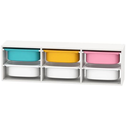 Kids Toy Storage Organizer with 6 Removable Plastic Bins Bookshelves & Bookcases White, Blue, Pink, Yellow at Gallery Canada