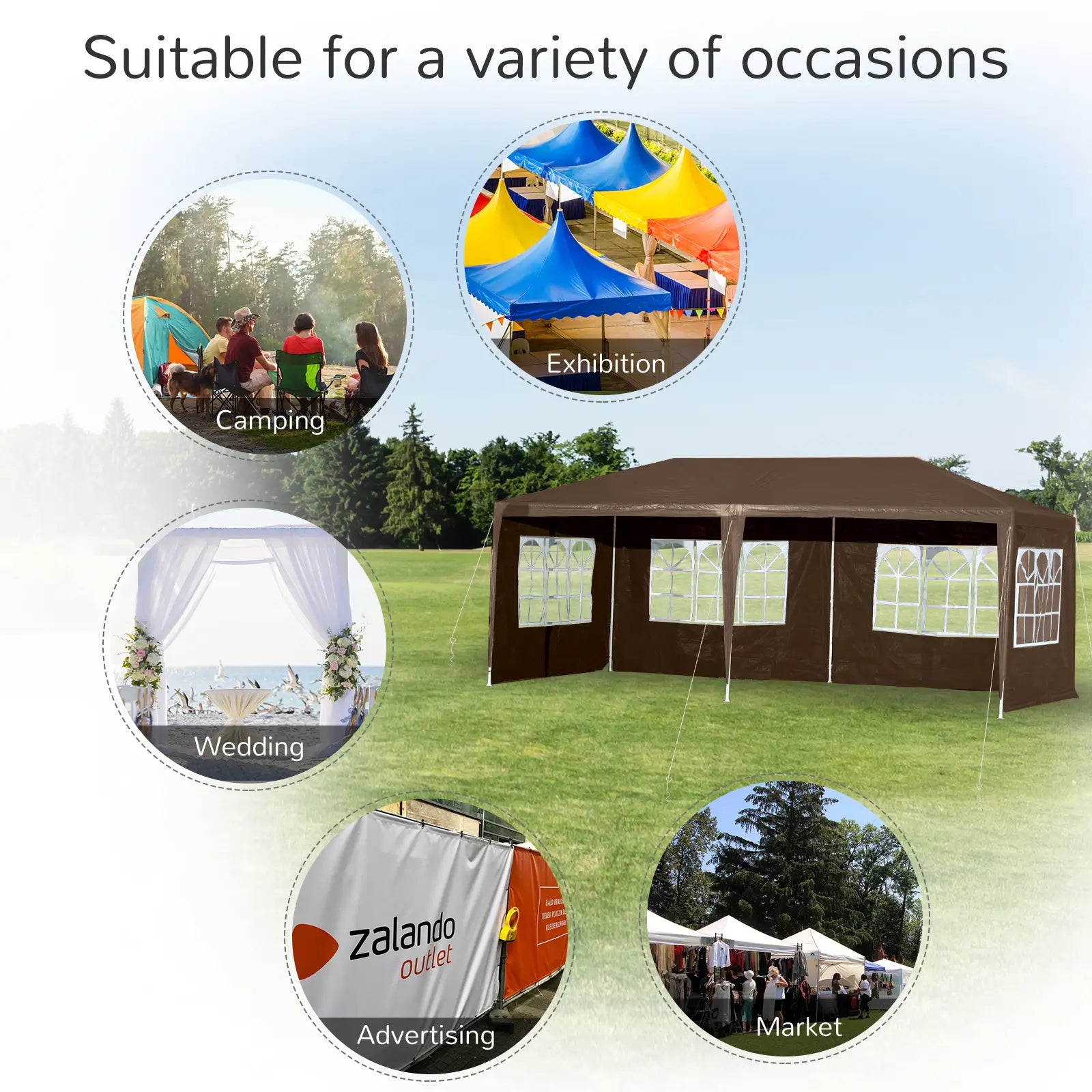 18.7' x 9.4' Party Tent, Portable Wedding Canopy, Outdoor Sunshade with 4 Sidewalls, Coffee Canopy Tents at Gallery Canada
