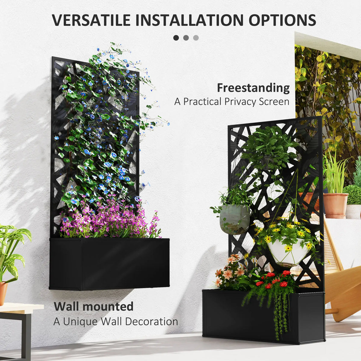 Metal Raised Garden Bed With Privacy Panel, Outdoor Planter Box Raised Garden Beds at Gallery Canada